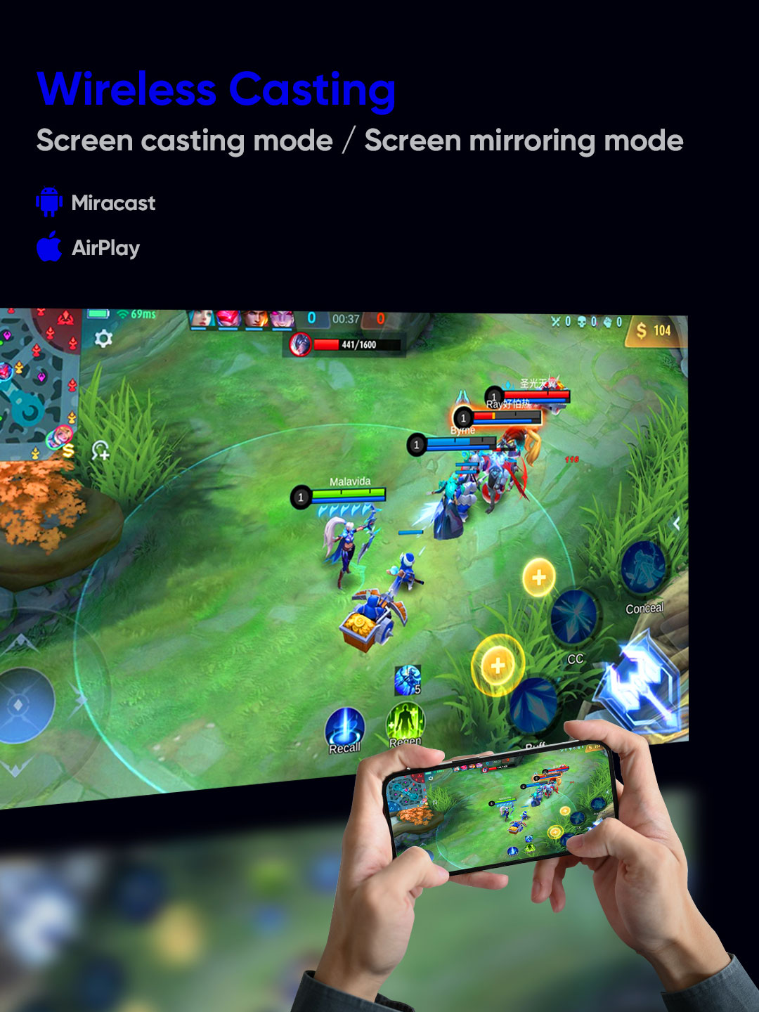 EROC - MEGA Projector Full HD 600 ANSI Android 9 OS 200 Screen BT5.0 Wifi 2.4 + 5G Fully Auto Focus