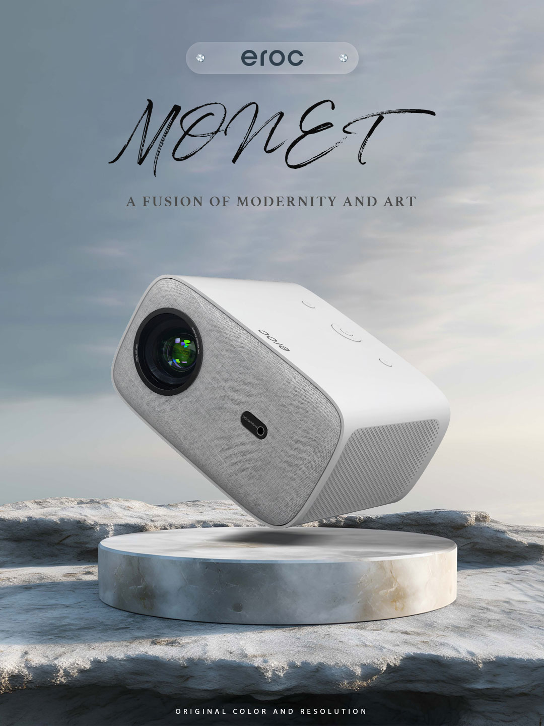 EROC - MONET Projector Full HD 450 ANSI Android 9 OS 200 Screen BT5.0 2.4+5G Netflix - Auto Focus