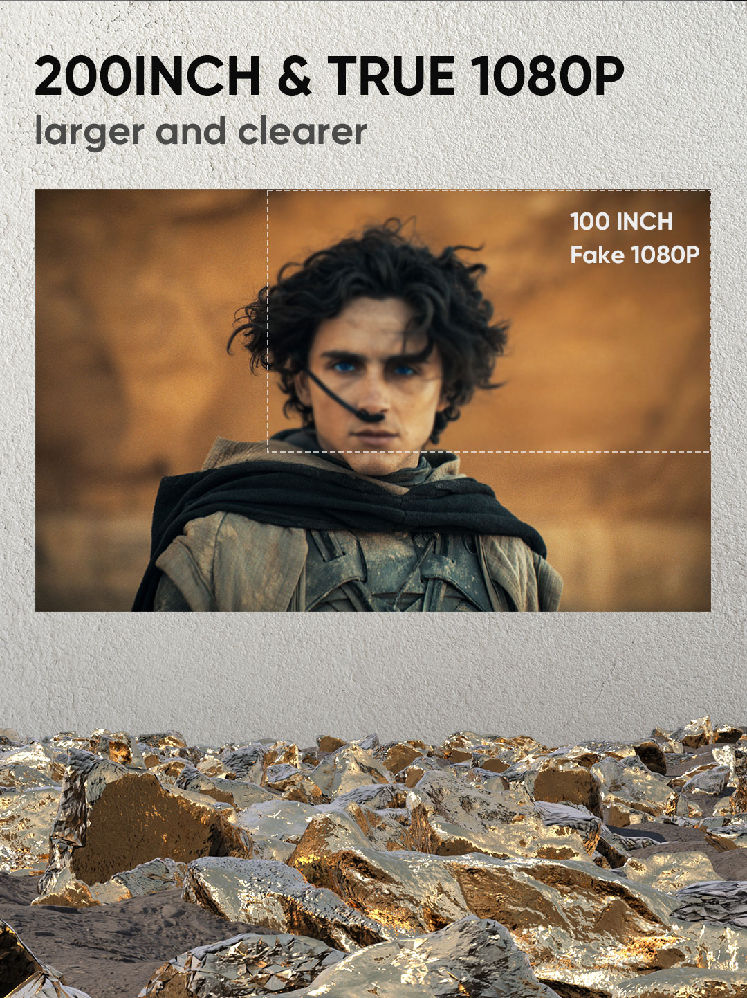 EROC - MONET Projector Full HD 450 ANSI Android 9 OS 200 Screen BT5.0 2.4+5G Netflix - Auto Focus