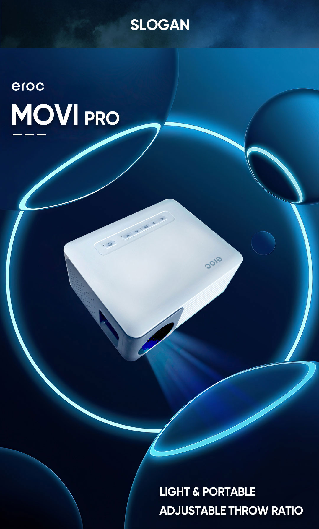 EROC Projector LED - HD - Built In Speaker -Miracast - Wifi - MOVI PRO